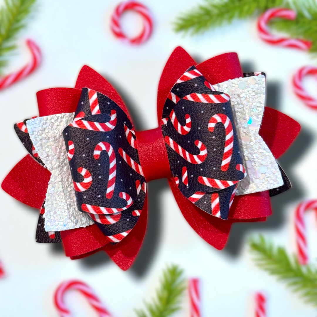 Navy Candy Cane Bow