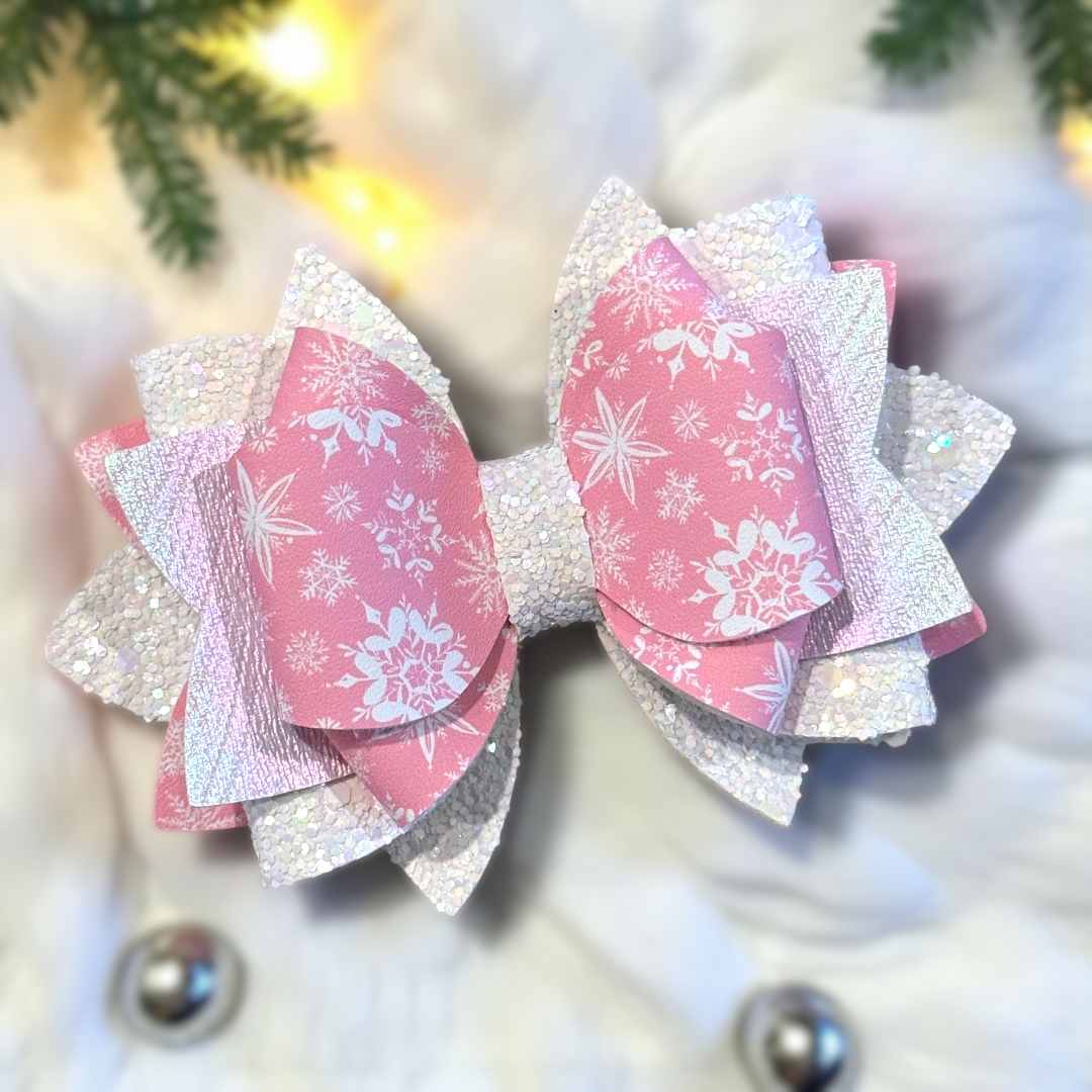 Pink Snowflakes Bow