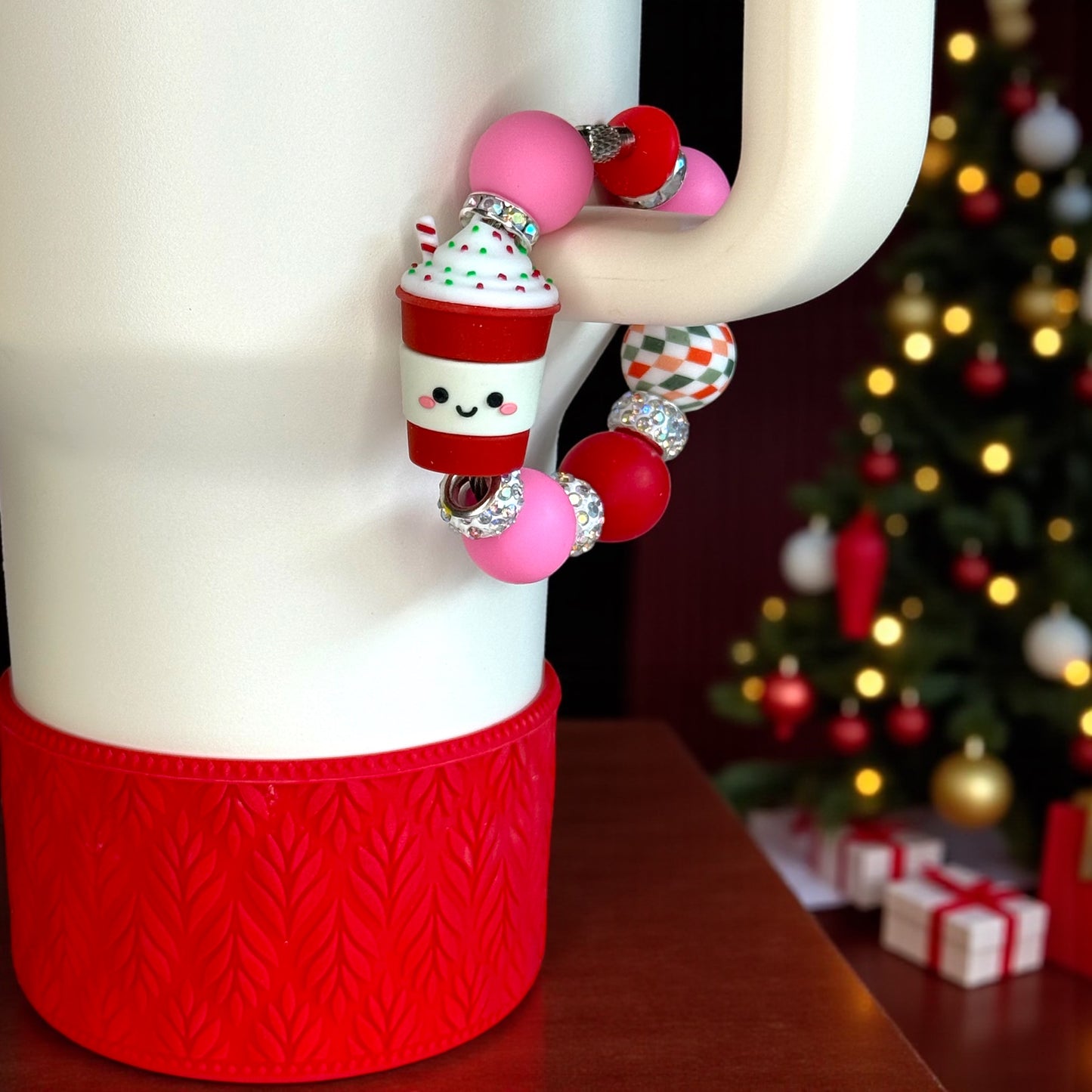 Red Peppermint Mocha Latte Handle Bracelet