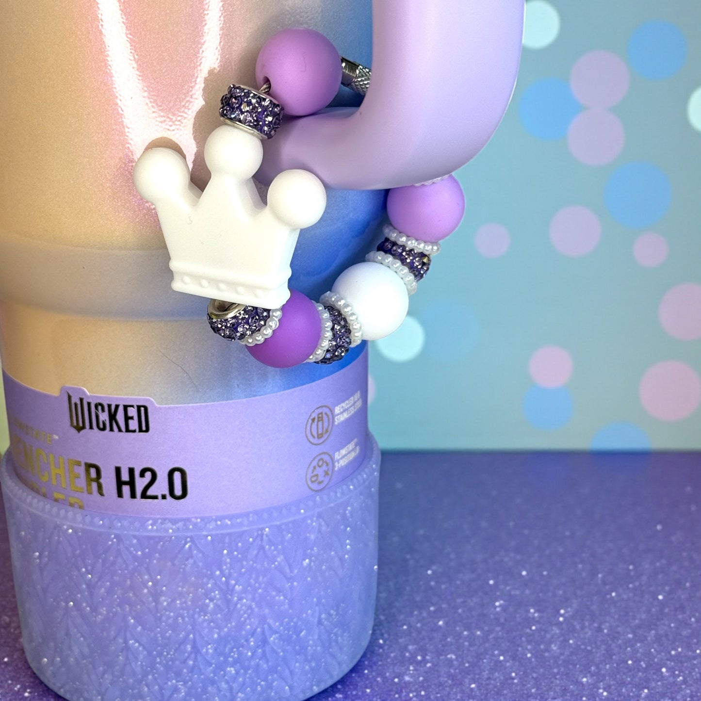 White & Purple Crown Handle Bracelet