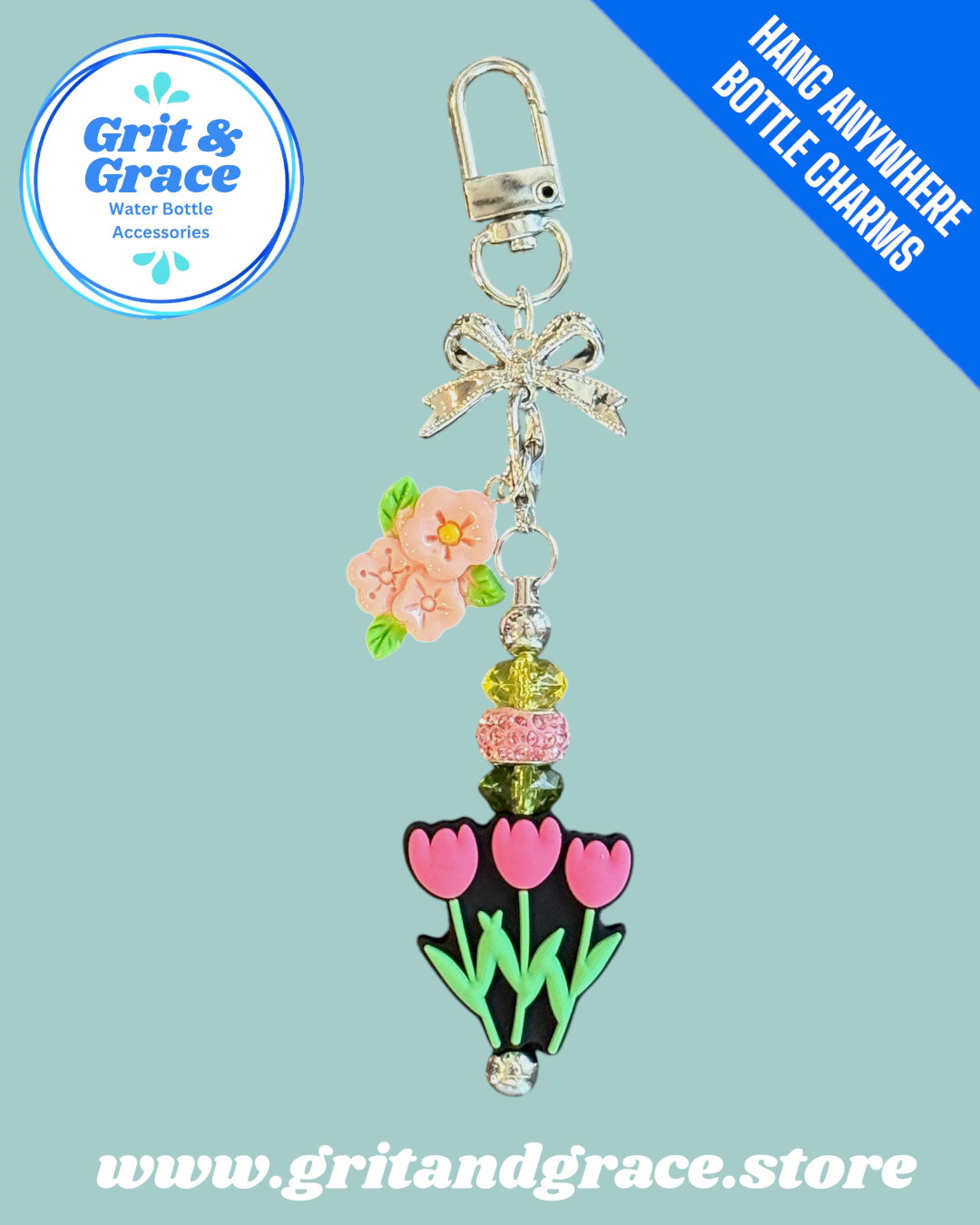 Hang Anywhere Botanical Garden Silicone Bow Bottle Charm