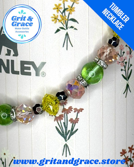 Tumbler Necklace Jewelry - Rose Quartz Bouquet