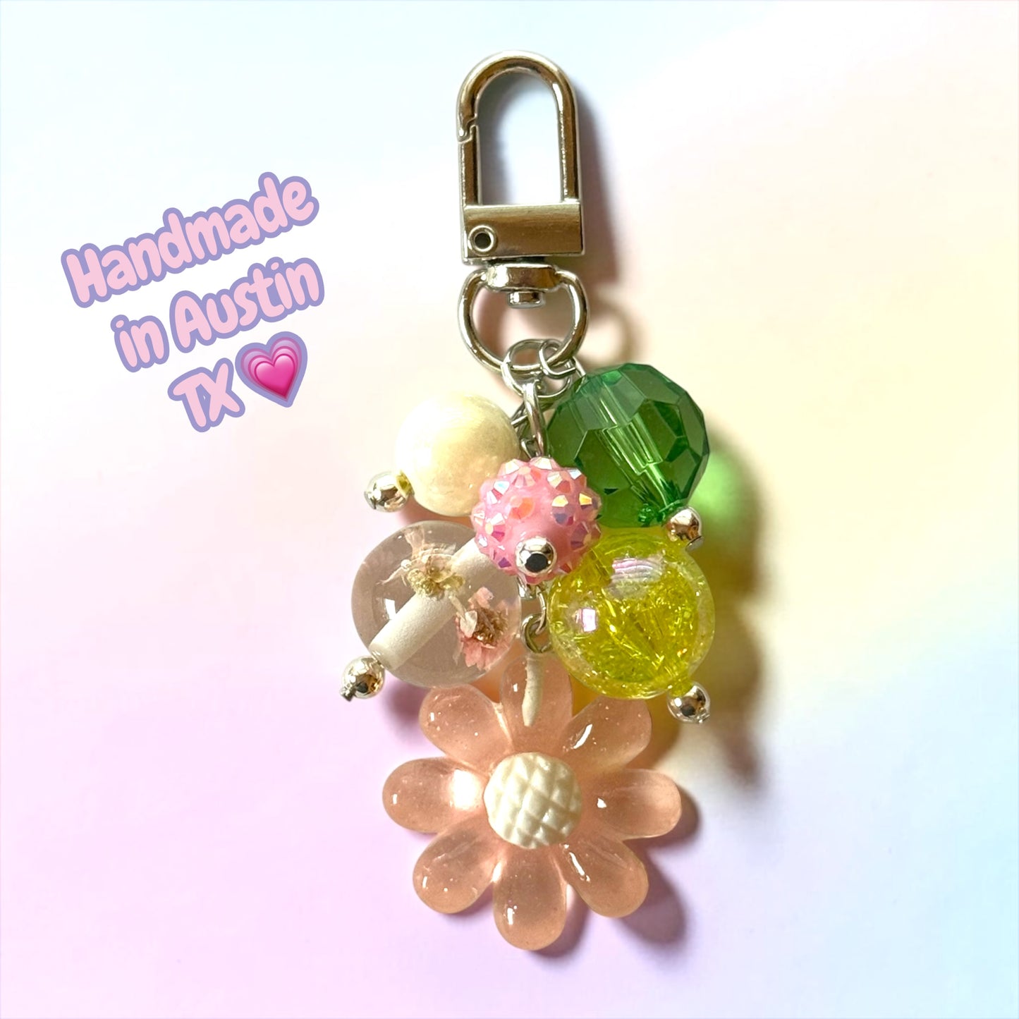 Rose Quartz Pink Daisy Mini Straw Bauble