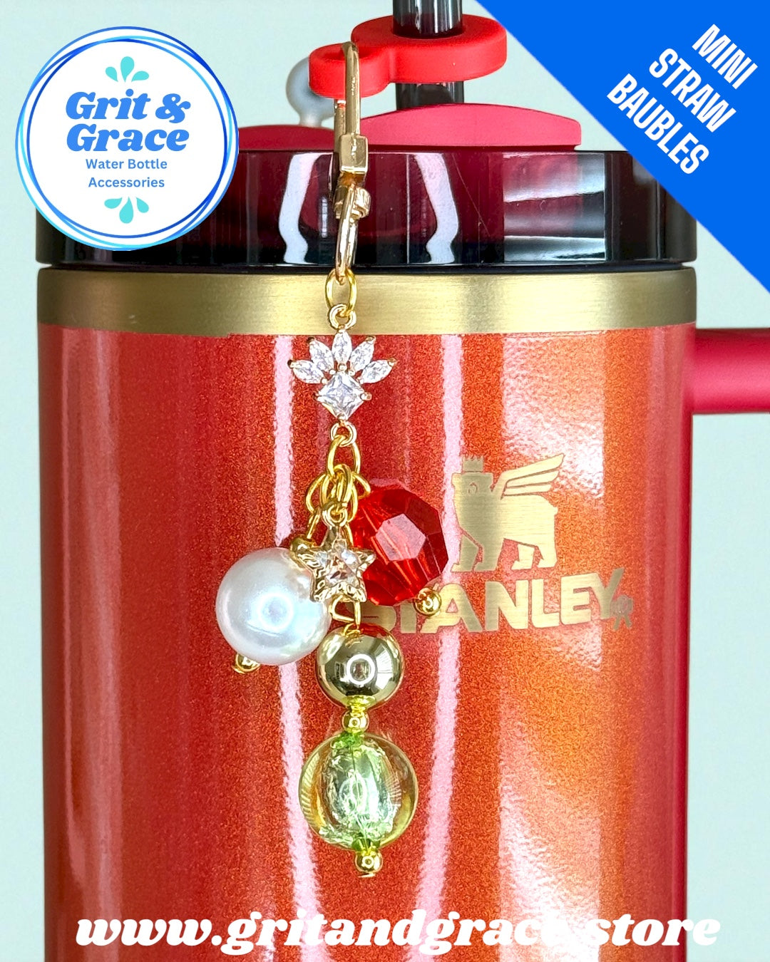 Deluxe Lime & Red Sparkle Mini Bauble