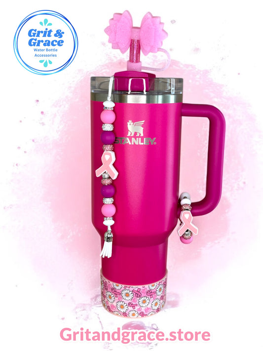 Pink Ribbon Silicone Dangle