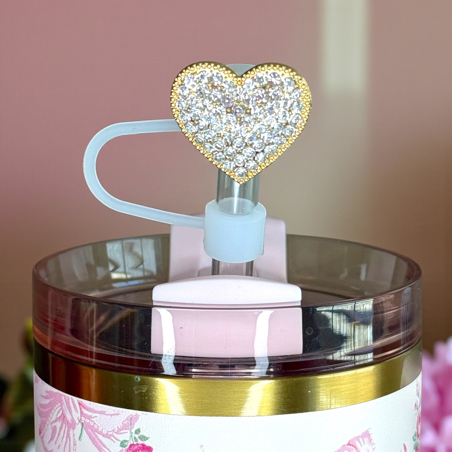 Bling Golden Heart Straw Topper