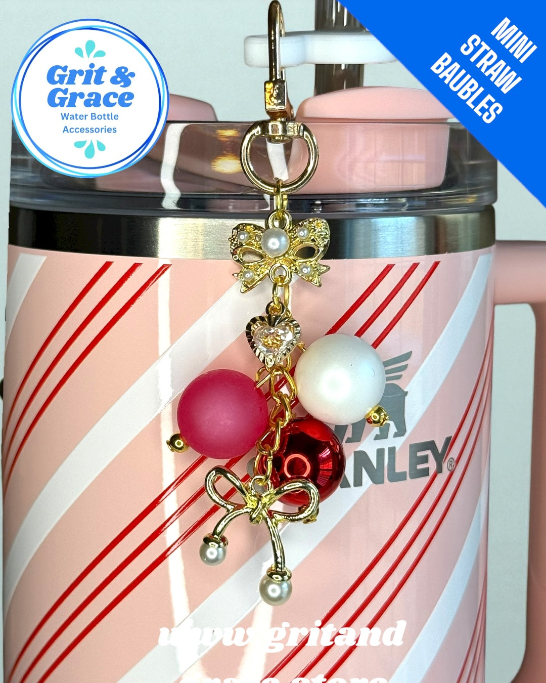 Camellia Red Bows Mini Bauble