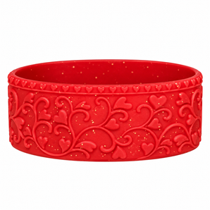 Heart Scroll Candy Apple Red & Gold Glitter Shorty Boot