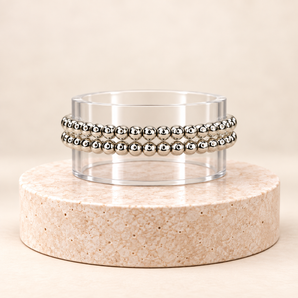 Silver Stretchy Cup Bracelets (Set of 2)