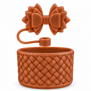 Basketweave Bottle Boot & Gracie Straw Topper (Copper)