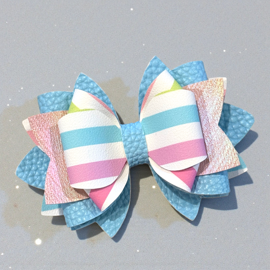 Blue Stripes Bow