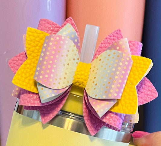 Golden Rainbow Dots Bow