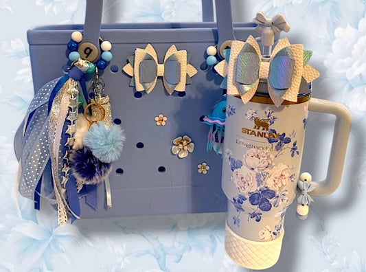 Beach Bag Bow Pair - Blue Iridescent