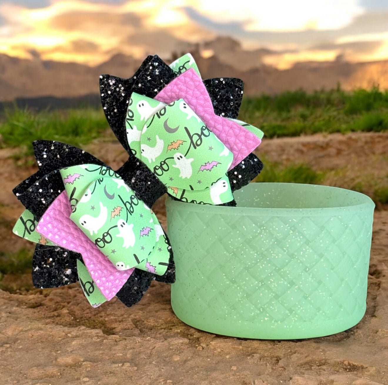 Boos! On Green Apple Bow