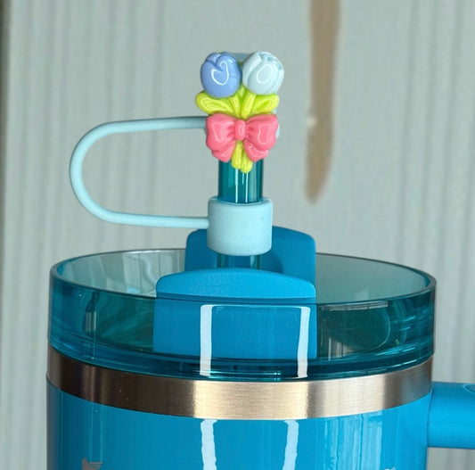Easter Blue Tulips Straw Topper
