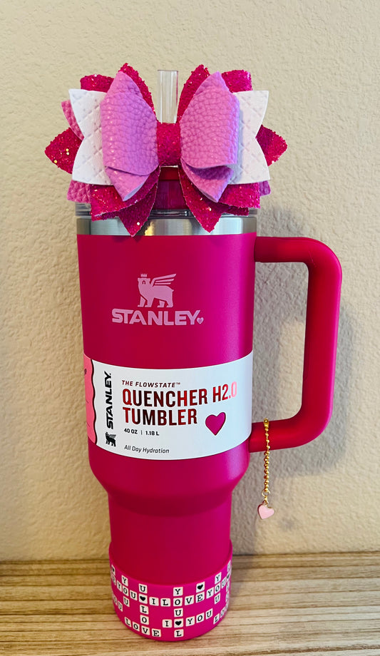 Pink Stanley Straw Topper, Straw Topper for Stanley, Bow for