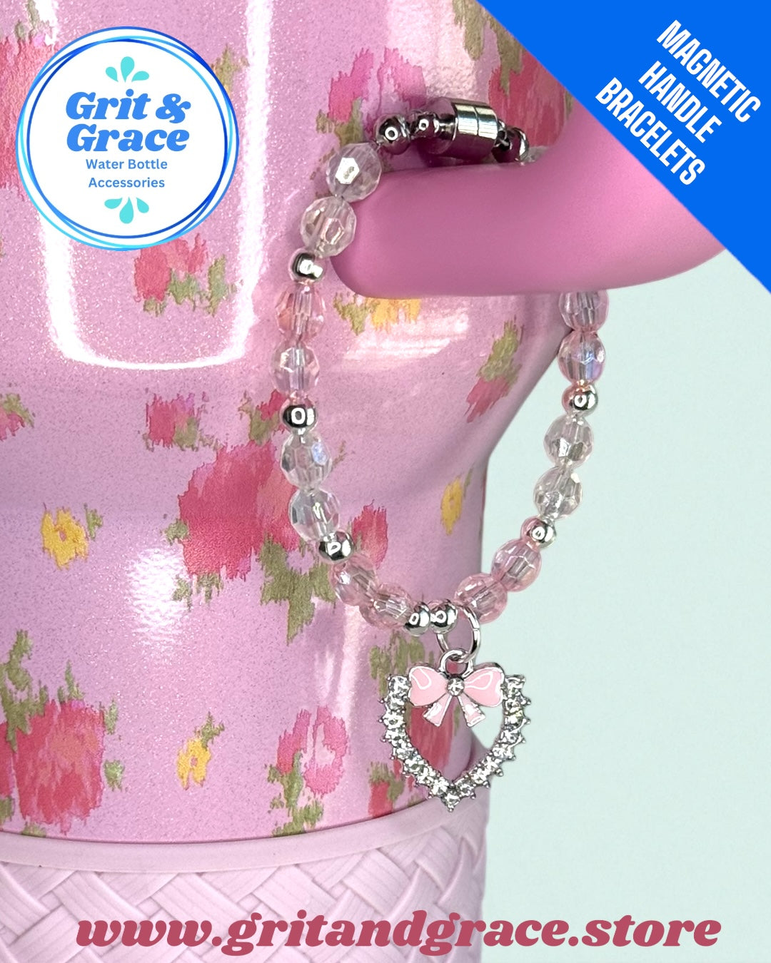 Pink Coquette Heart Magnetic Handle Bracelet