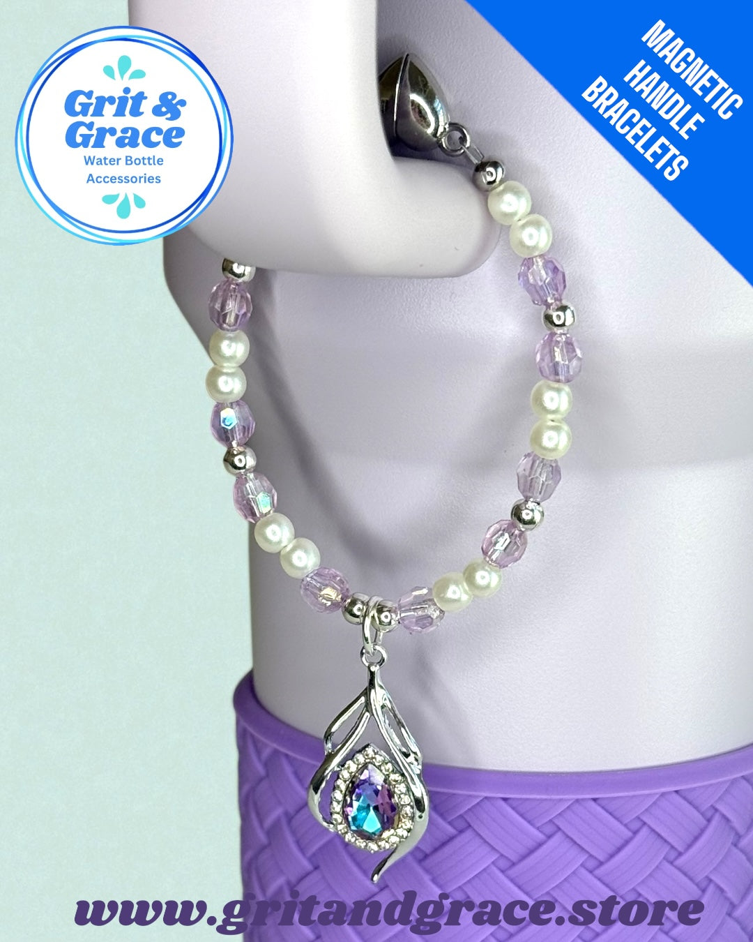 Purple Pear Magnetic Handle Bracelet