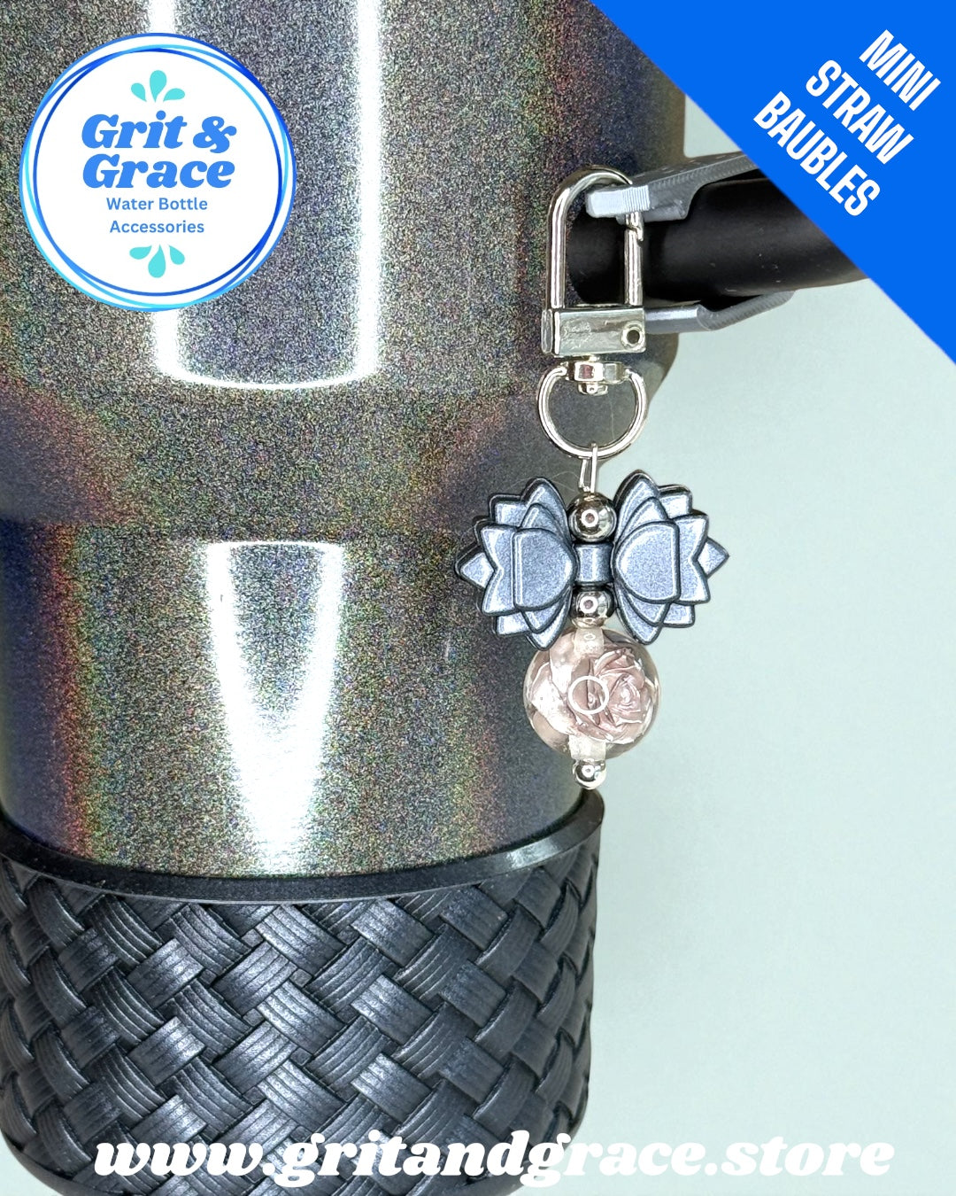 Gracie Mini Bauble - Gunmetal & Flowers