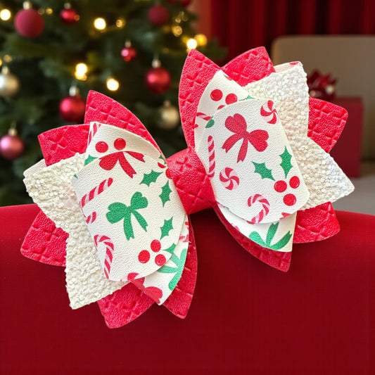 Red & Green Holly Bow