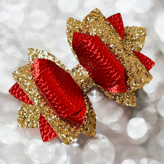 Holiday Red & Gold Bow