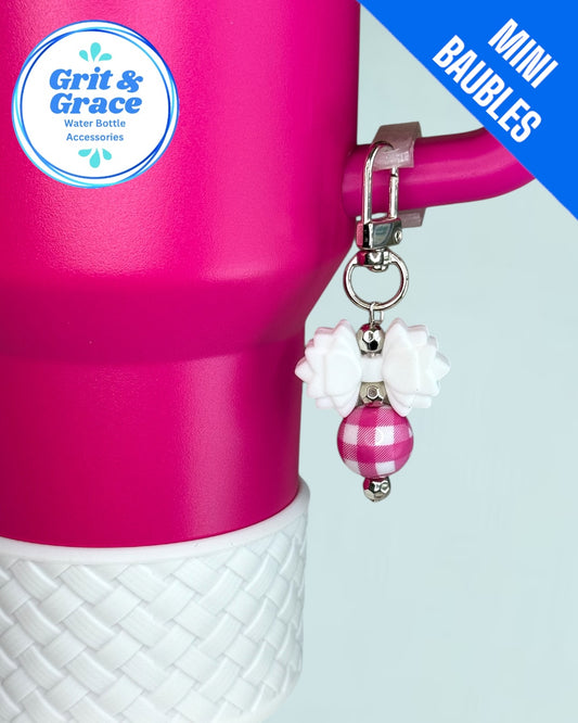 Gracie Mini Straw Bauble- Pink Gingham