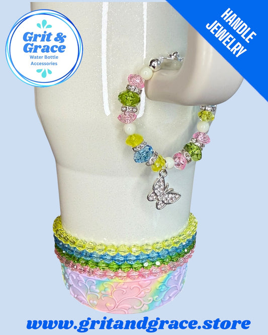 Tumbler Handle Jewelry - Pastel Checkers