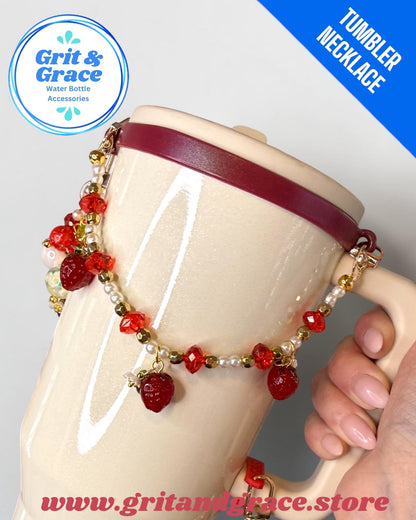 Tumbler Necklace Jewelry - Strawberry Pearl