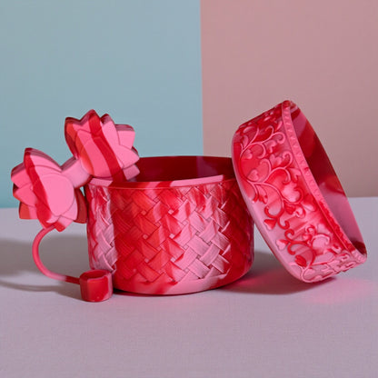 Basketweave Red Velvet Boot