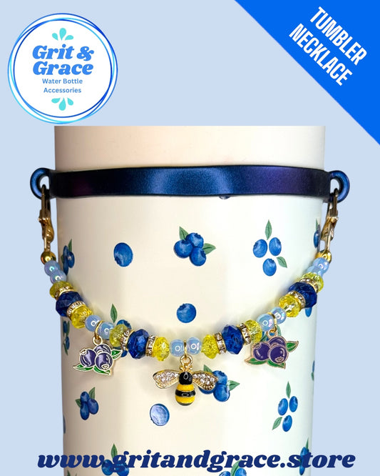 Tumbler Necklace Jewelry 2.0 - Blueberry Bees