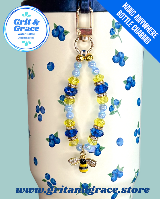 Hang Anywhere Beaded Blueberry Bees Charm