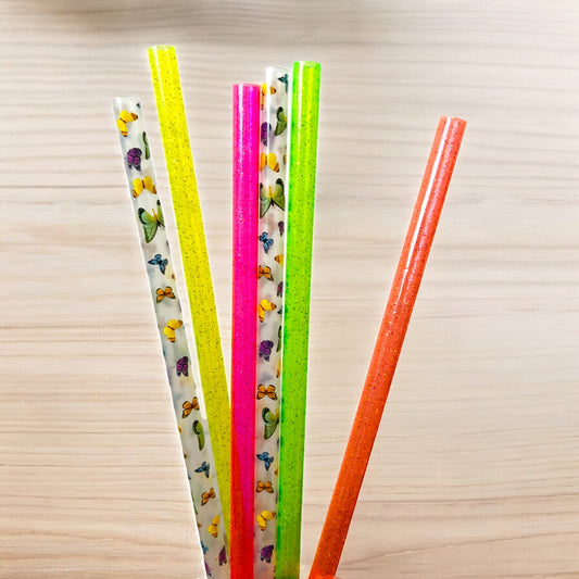 6-Pack of Straws (Butterfly & Neon)