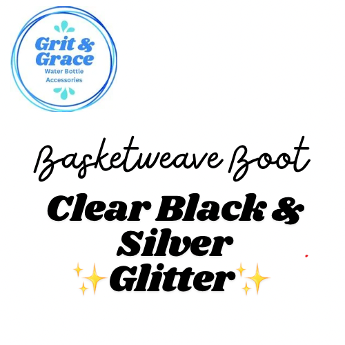 Basketweave Clear Black & Silver Glitter Boot