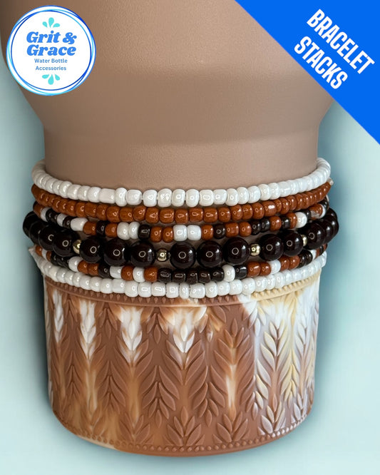 Chocolate Boho Stretchy Cup Bracelets (Set of 6)