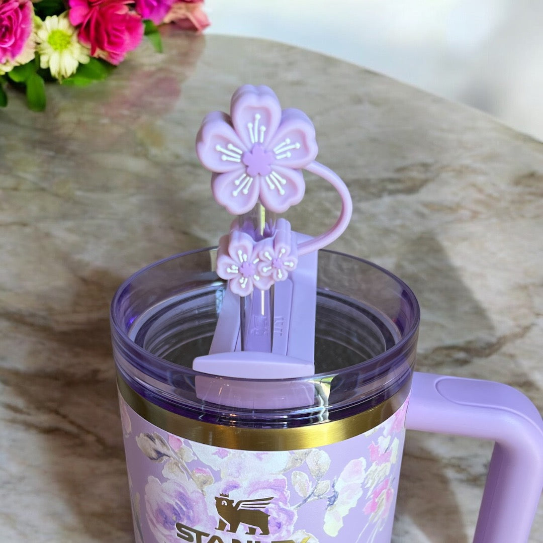 Triple Purple Cherry Blossom Straw Topper