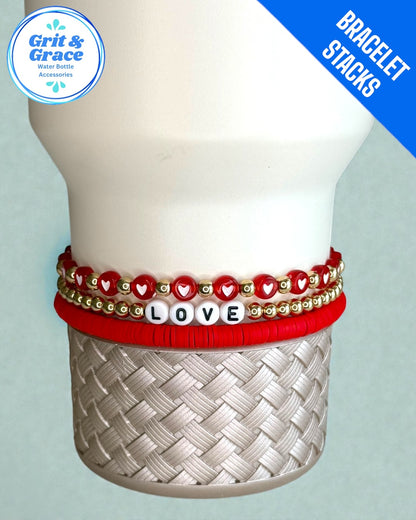 Red LOVE Stretchy Cup Bracelets (Set of 3)