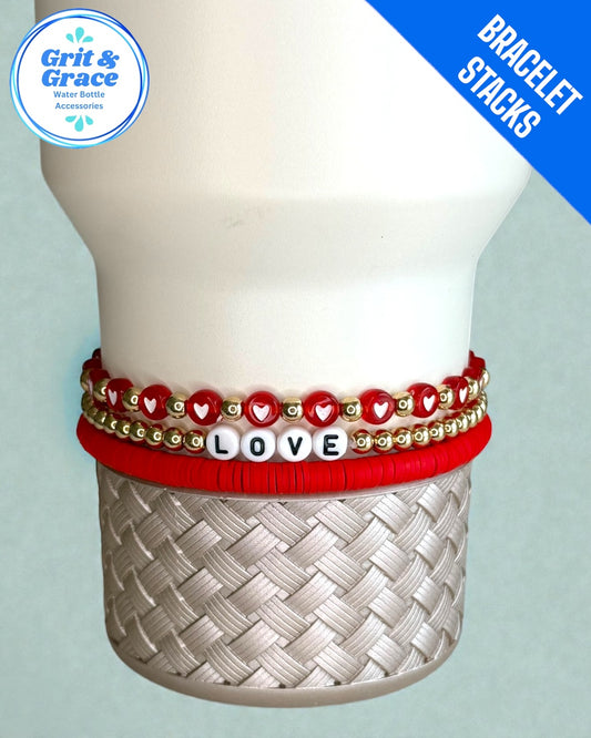 Red LOVE Stretchy Cup Bracelets (Set of 3)
