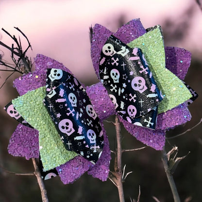 PRE ORDER Purple Skulls Bow (shipping between 9/12-9/20)