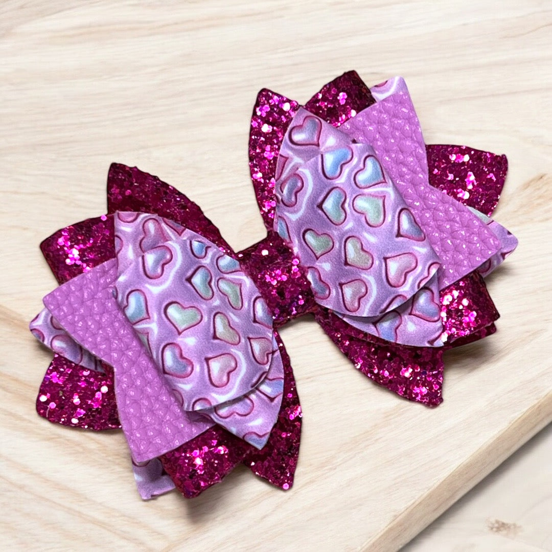 Pink Puff Hearts Glinda Bow