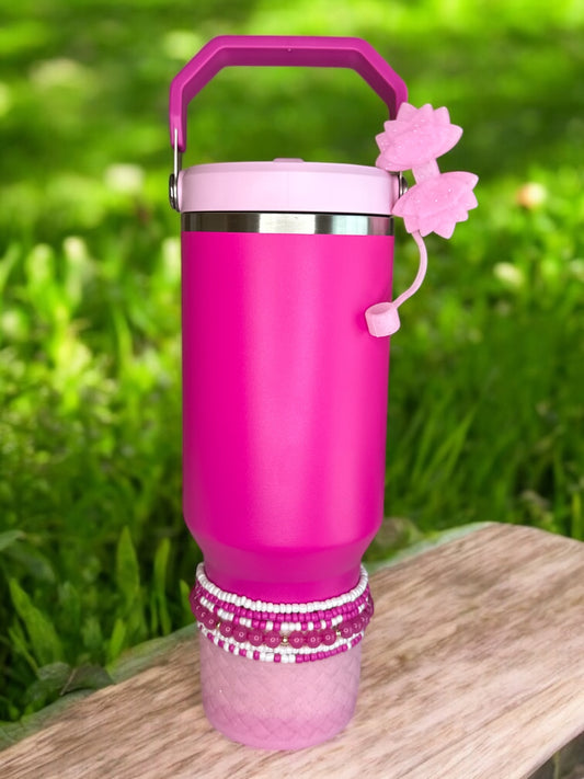 Gracie Blush Pink Glitter Straw Topper