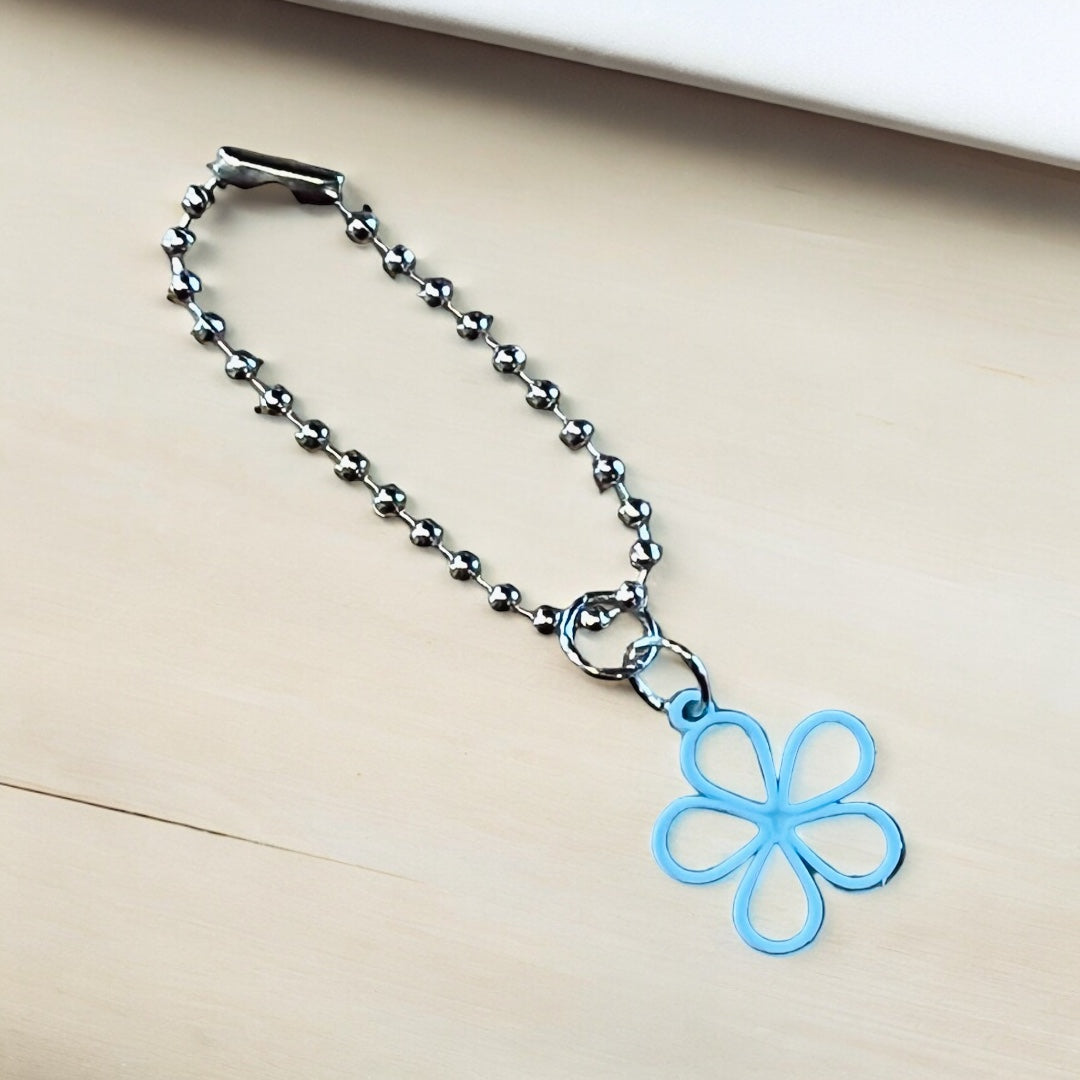Teal Open Flower Handle Charm