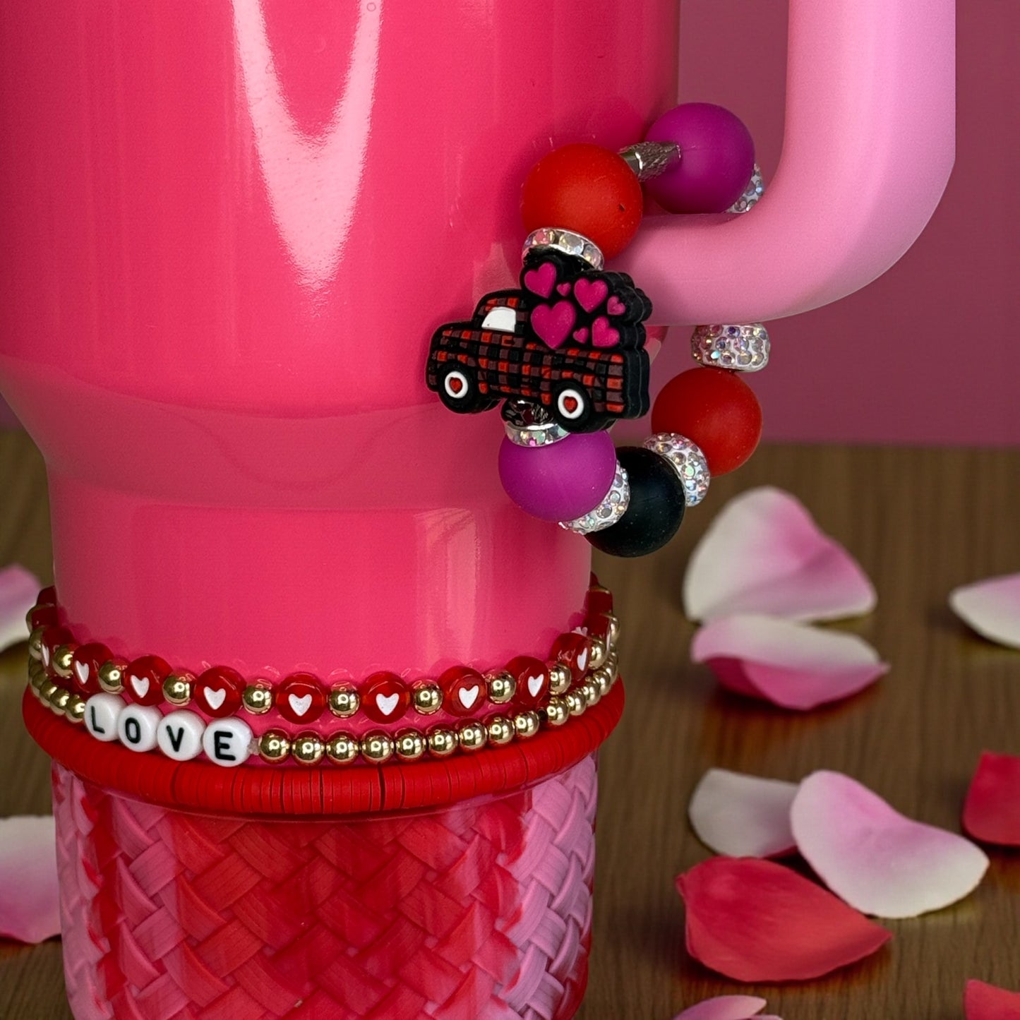 Pink Heart Truck Handle Bracelet