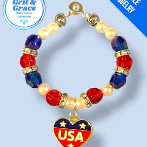 Tumbler Handle Jewelry - USA Heart