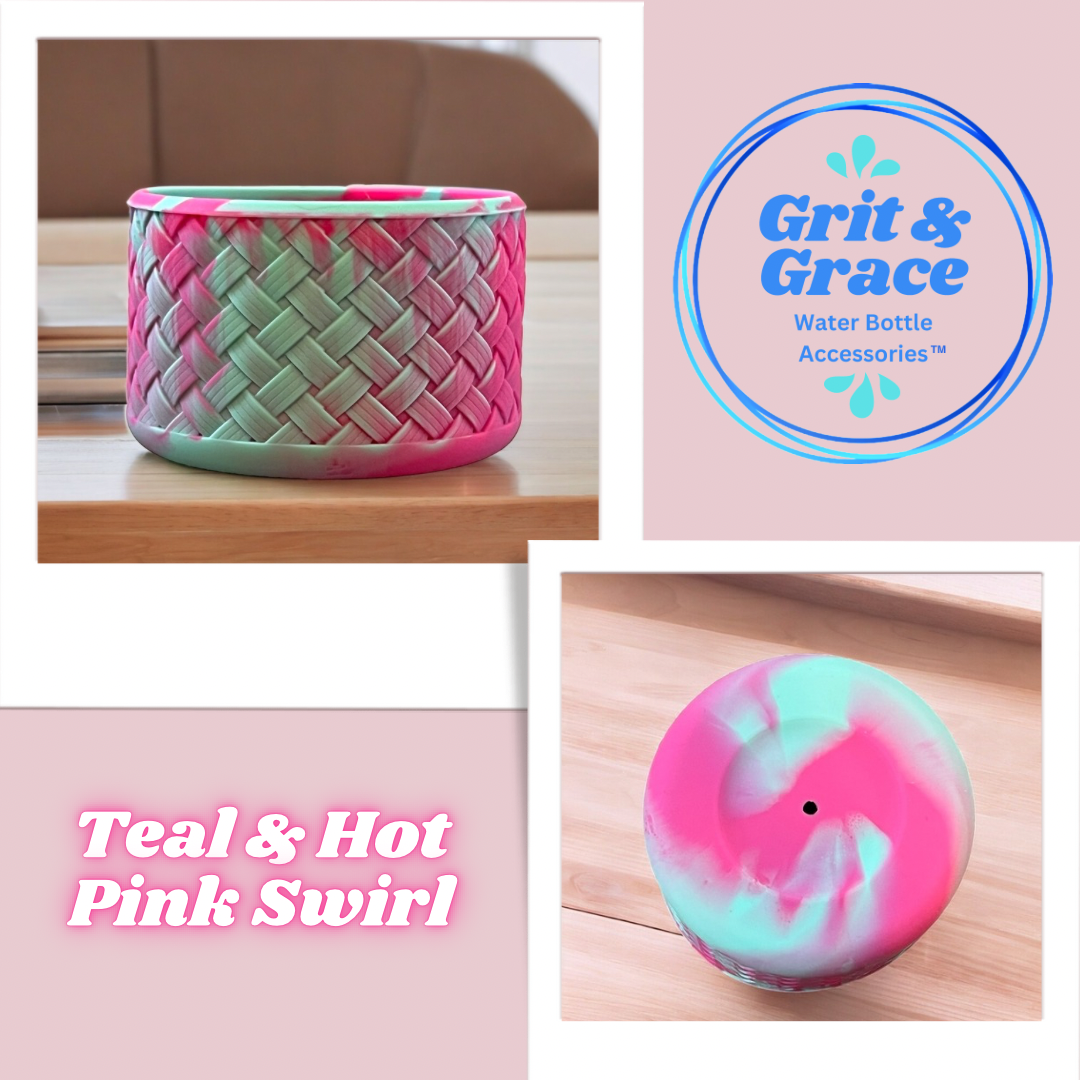 Basketweave Teal & Hot Pink Swirl Boot