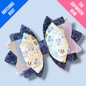 The Anywhere Bow - Blueberry Bees Bow