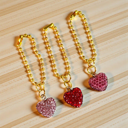 Bling Rhinestone Heart Handle Charm