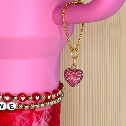 Bling Rhinestone Heart Handle Charm