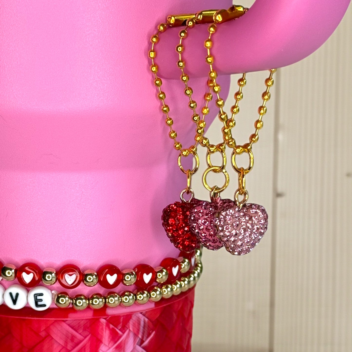 Bling Rhinestone Heart Handle Charm