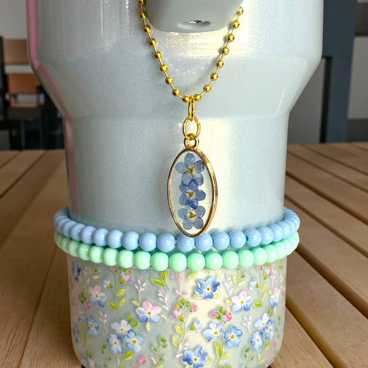 Real Forget Me Not Flower Handle Charm