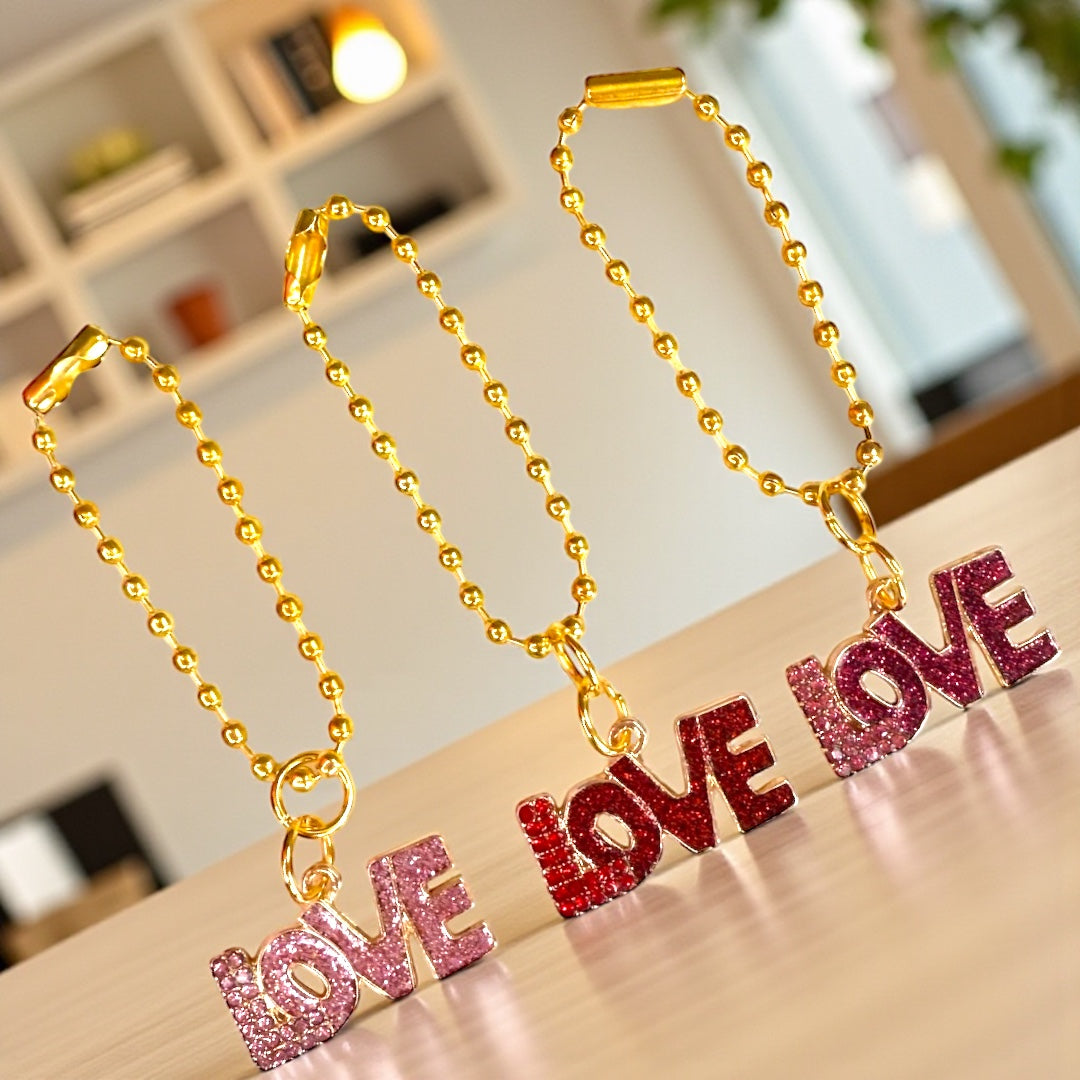 LOVE Word Glitter Handle Charm